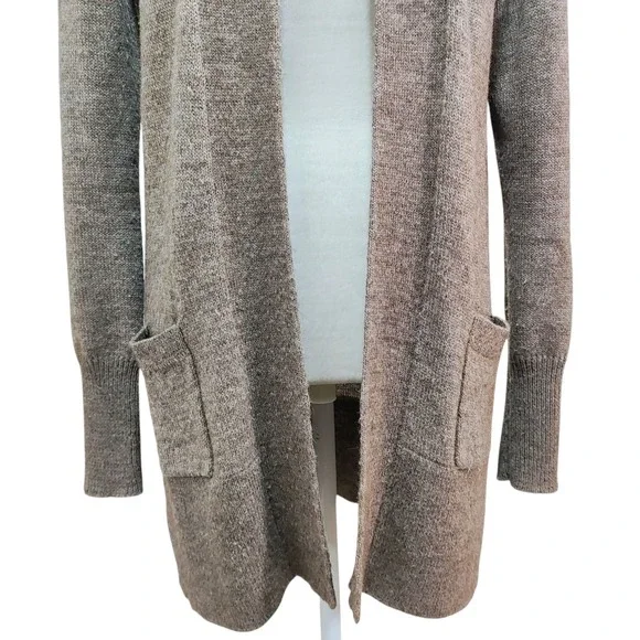 J. Crew Alpaca Blend Cardigan Sweater‎ Open Front Beige Brown Cozy Layering - M - Picture 5 of 9